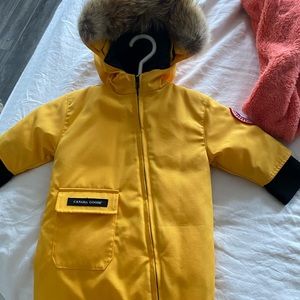 Canada Goose Kids Yellow Parka with Fur Hood